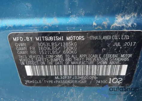 2018 Mitsubishi Mirage G4 Es from USA, damaged, VIN ML32F3FJ3JHF01076